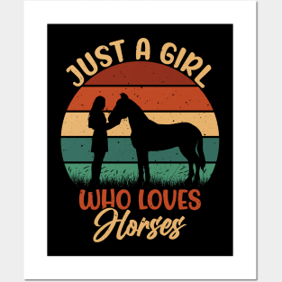 just a girl who love horse , Horseback Riding Girl Funny Horse Girl Posters and Art